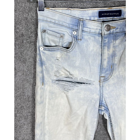 Aeropostale High Rise Flare Jeans Womens Size‎ 8 Acid Wash Distressed Denim - Picture 5 of 15